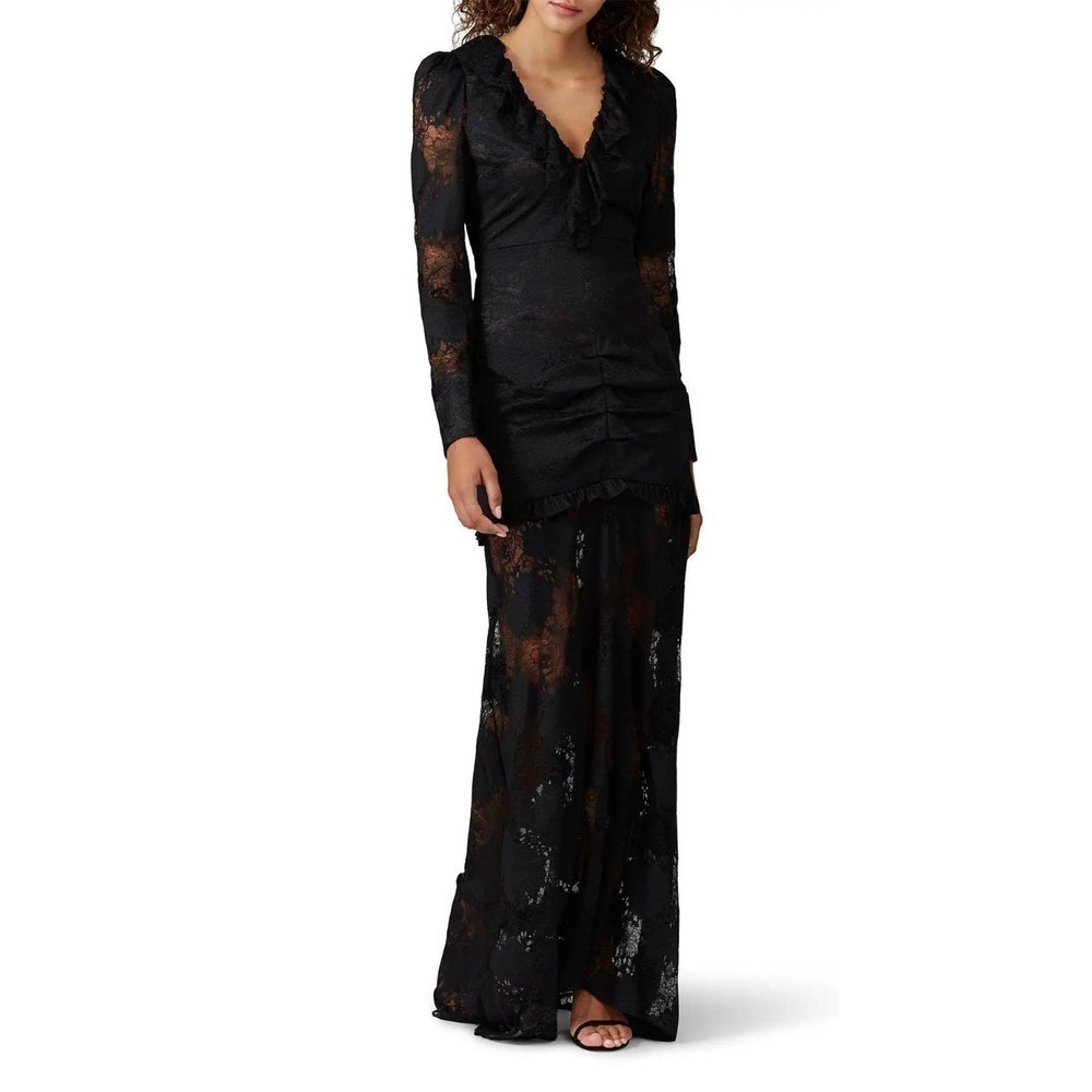 Revolve x ALEXIS Lucasta Lace-Detailed Deep V Maxi‎ Dress Small Whimsical Goth
